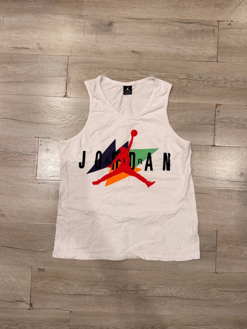 Jordan White Tank with Multicolor Jumpman Graphic